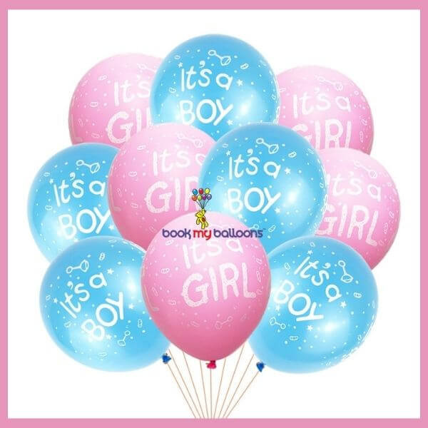 Boy Or Girl Print Helium Balloon Set