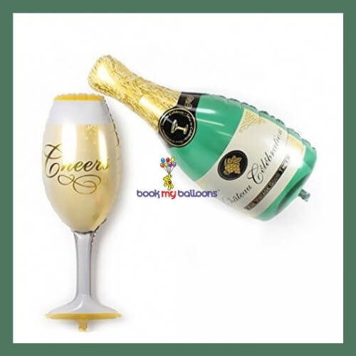 Champagne Bottle and Glass Balloons Price