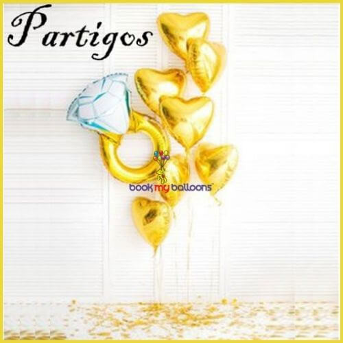 Diamond Ring Heart Foil Balloons