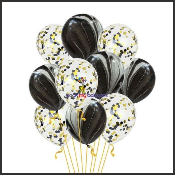 Black Marble Confetti Balloons