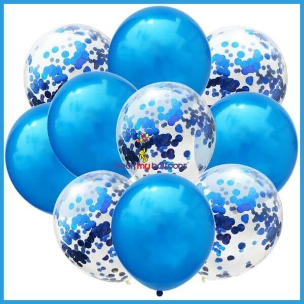 Blue Clear Confetti Balloons Combo