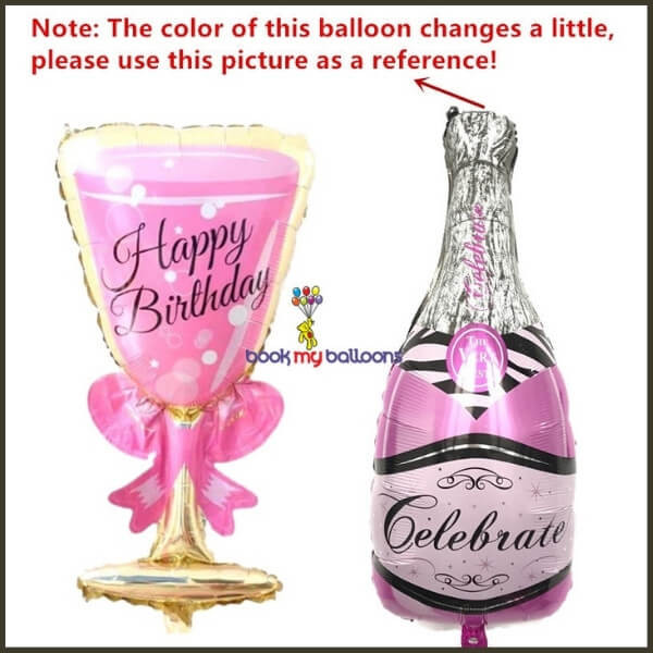 Champagne Bottle Glass Pink Balloon