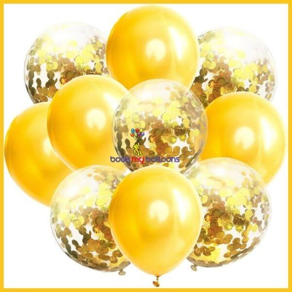 Gold Clear Confetti Balloons Combo