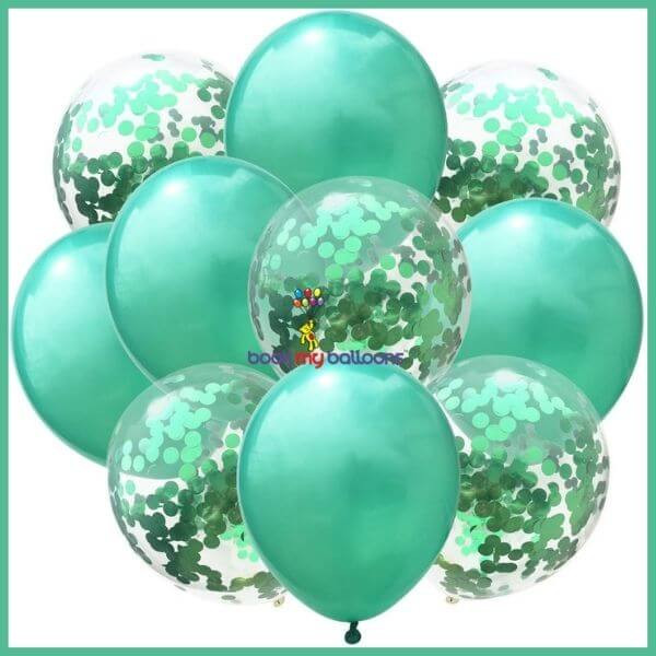 Green Clear Confetti Balloons Combo