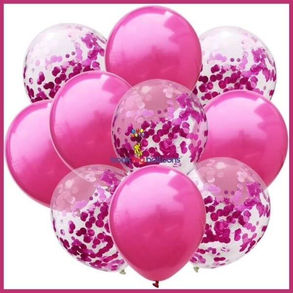 Pink Clear Confetti Balloons Combo