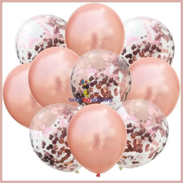 Rose Gold Clear Confetti Balloons
