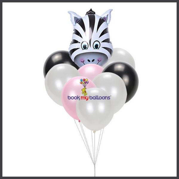 Zebra Foil Balloon Bouquet