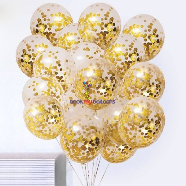 Buy Clear Gold Confetti Balloons