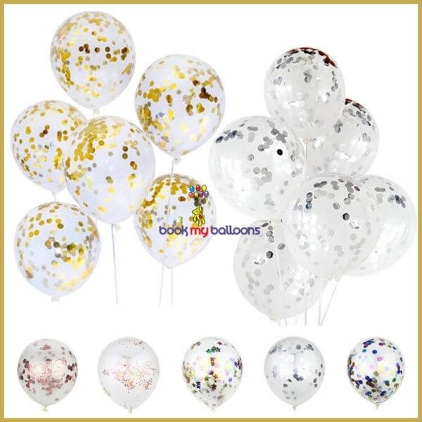 Clear Gold Confetti Balloons Combo