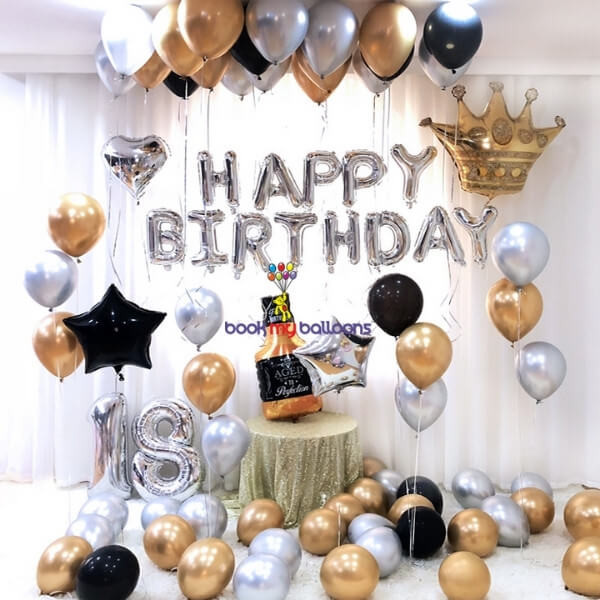 Gold Silver Balloons Combo Decoration Items