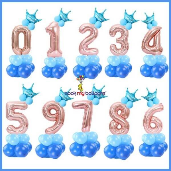 Number Crown Foil Balloons Combo