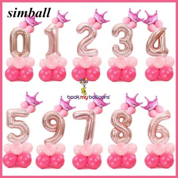 Number Crown Foil Balloons Pack