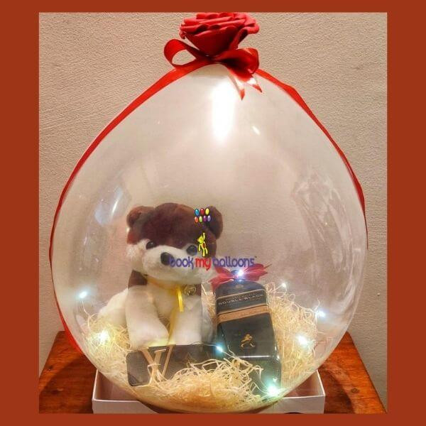 Stuffed Balloon Gift Basket Price