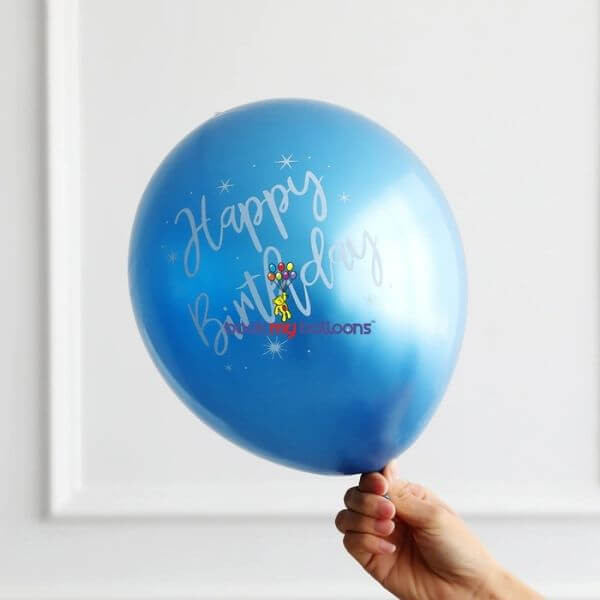 Blue Chrome HBD Printed Balloon