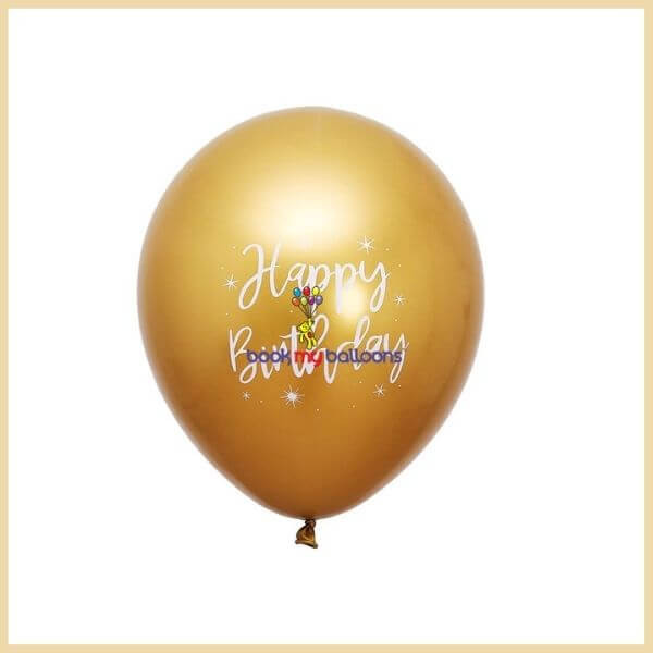 Gold Chrome HBD Printed Balloons