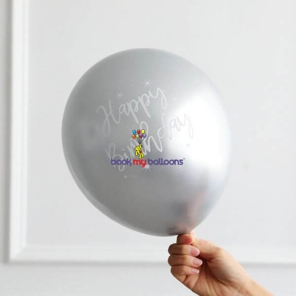 Silver Chrome HBD Printed Balloon