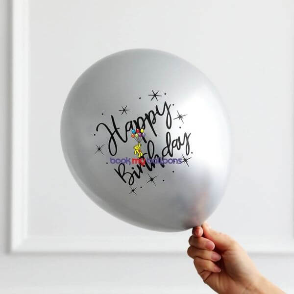 Silver Chrome HBD Printed Balloons