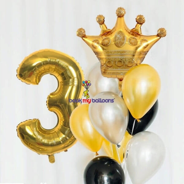 Crown Number Foil Balloon Pack