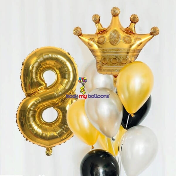 Crown Number Foil Balloon Package