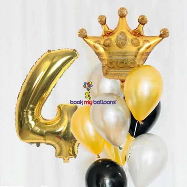Crown Number Foil Balloons Combo