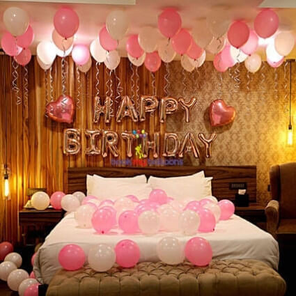Pink Birthday Theme Balloon Decoration