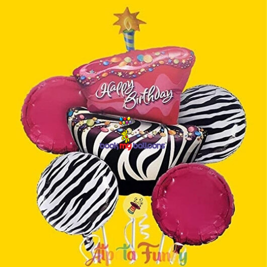 Zebra Print Cake Foil Balloons