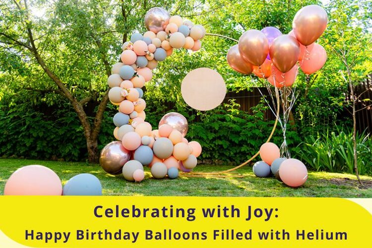 Happy birthday balloons with helium