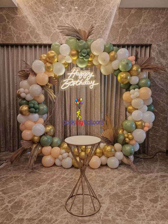 Elegant Gold & Pastel Birthday Balloon Decor Ring